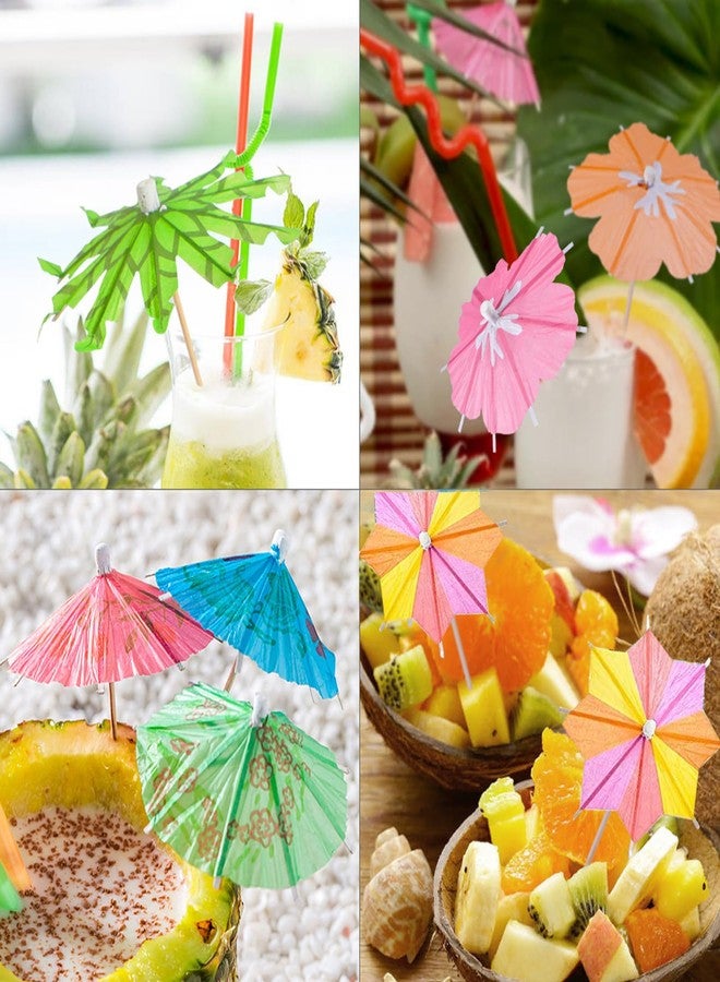 STEZHOU [4 Styles]160 PCS Drink Umbrellas Cocktail Picks Coconut Palm Cocktail Umbrellas Stirrers Tropical Cocktail Sticks for Drinks Fruit Hawaiian Party Decorations Cocktail Accessories. - Image 2